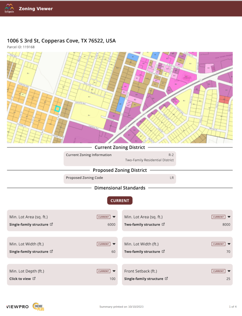 copperas cove zoning compare report page 1